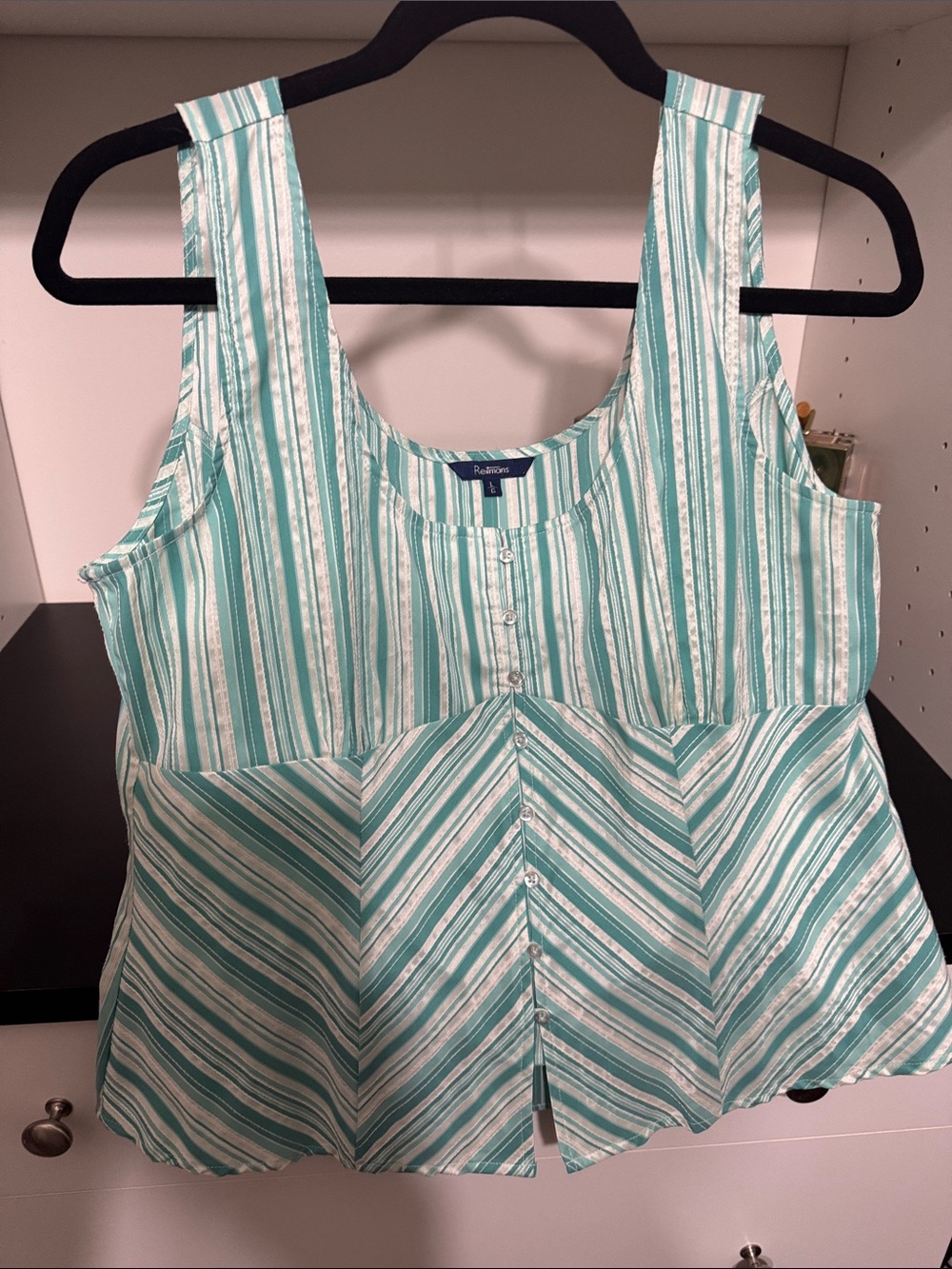 Womens Green Striped Sleeveless Tank Top